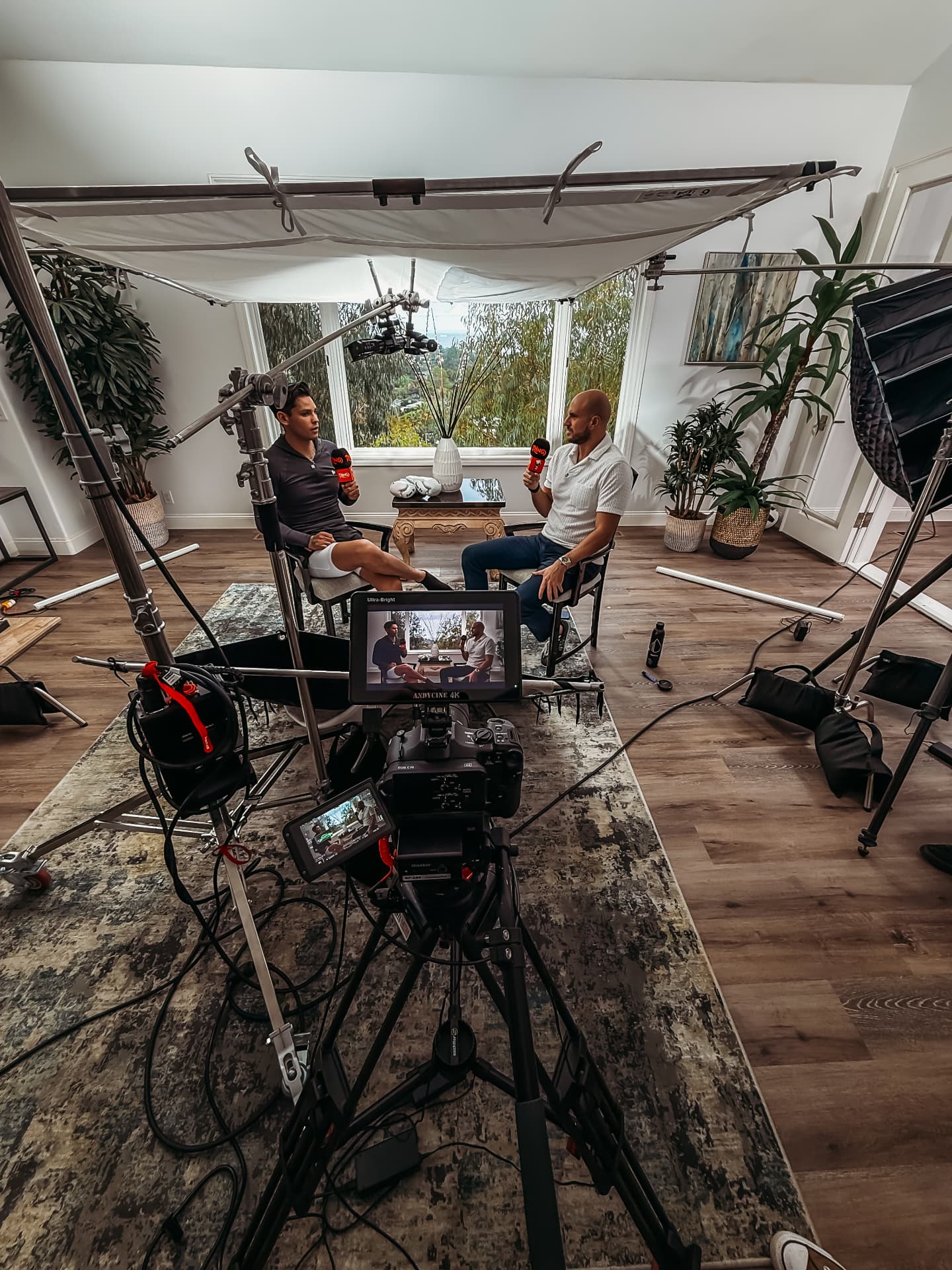 Two-person podcast production