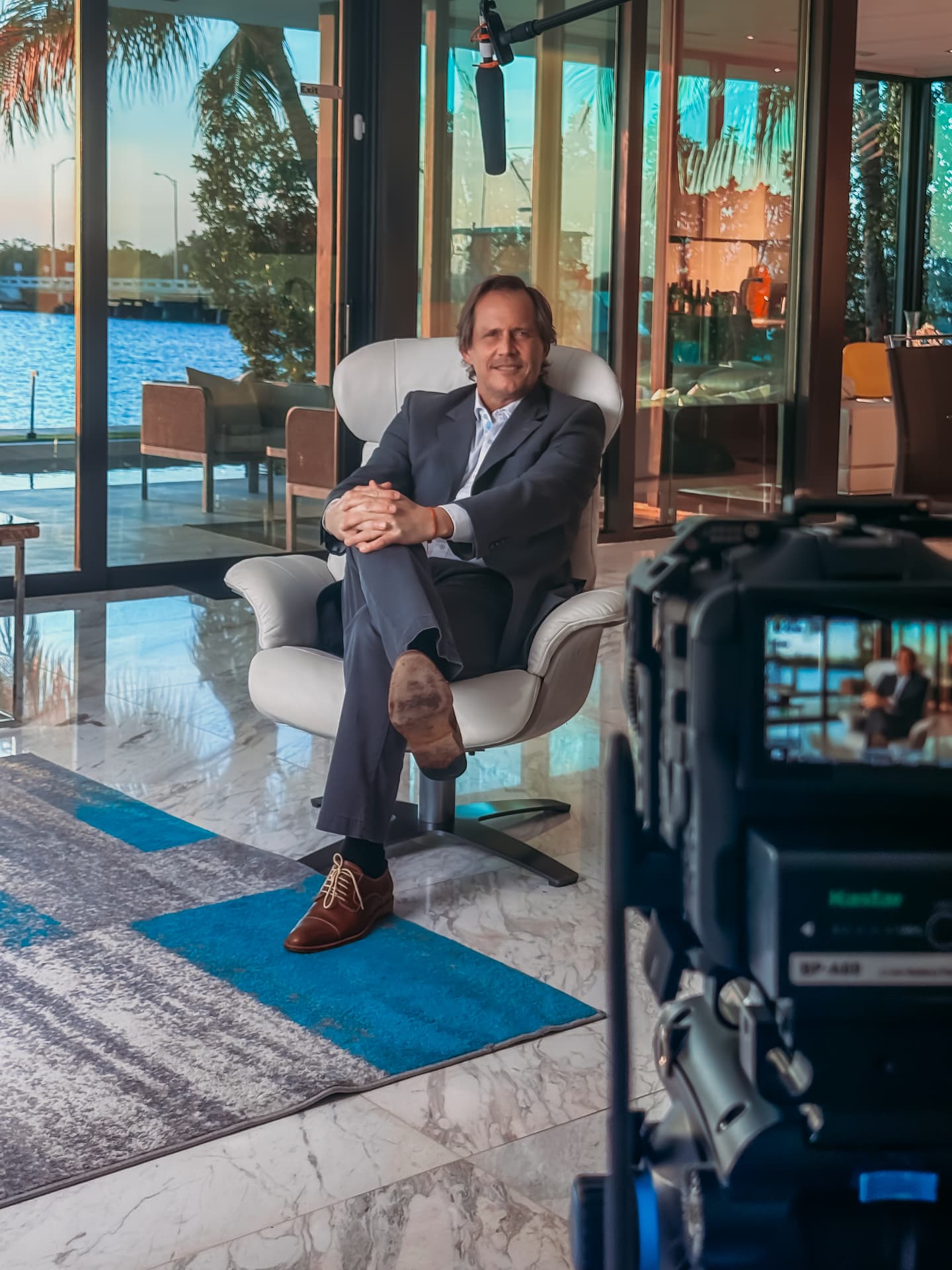 Filming an executive interview